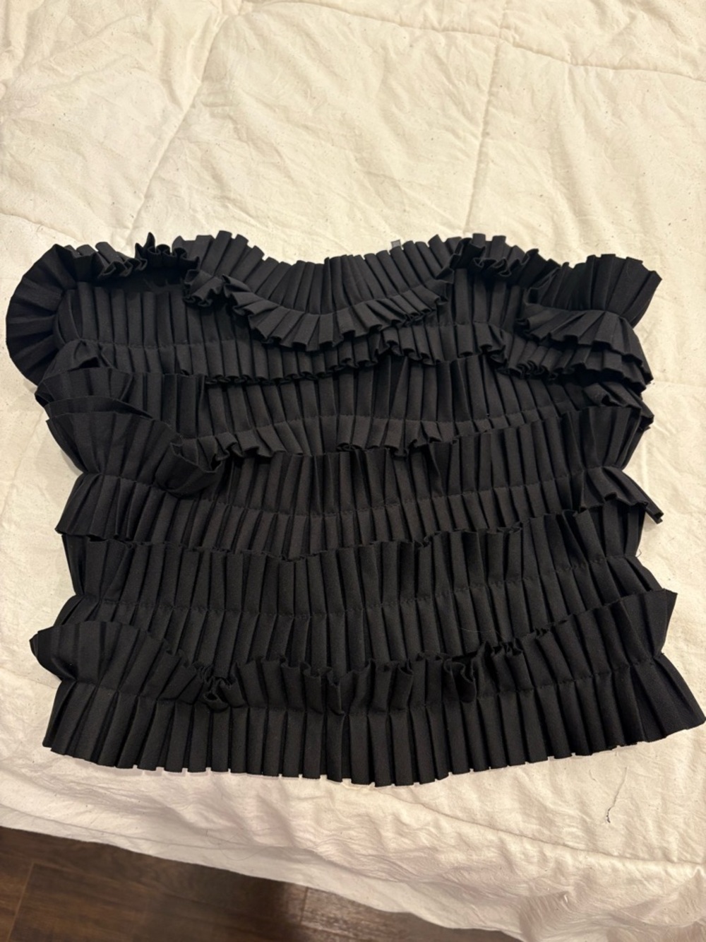 Anthropologie Black Smocked Strapless Top - S